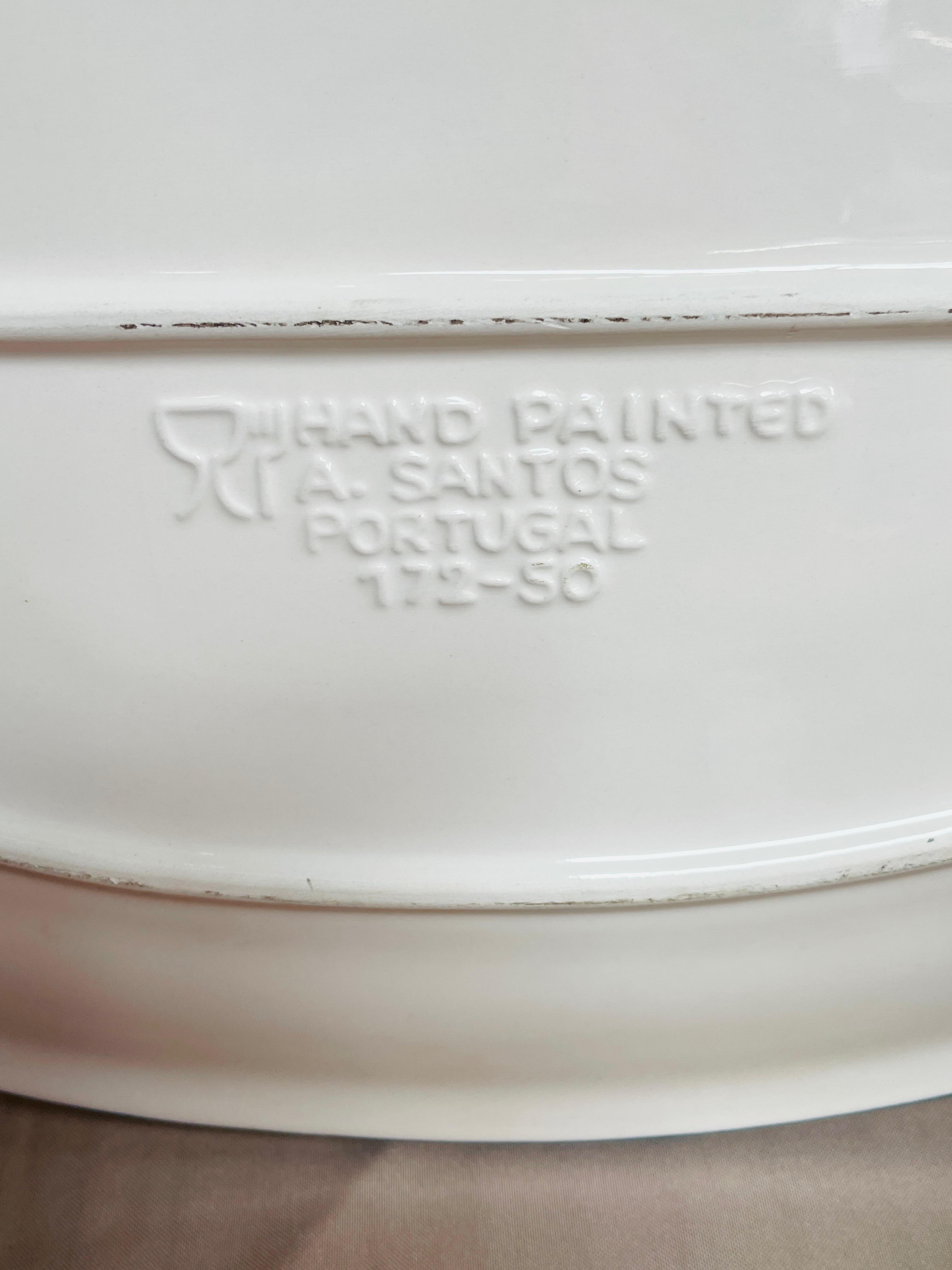 HAND PAINTED A. SANTOS PORTUGAL PLATTER AND MATCHING PITCHER