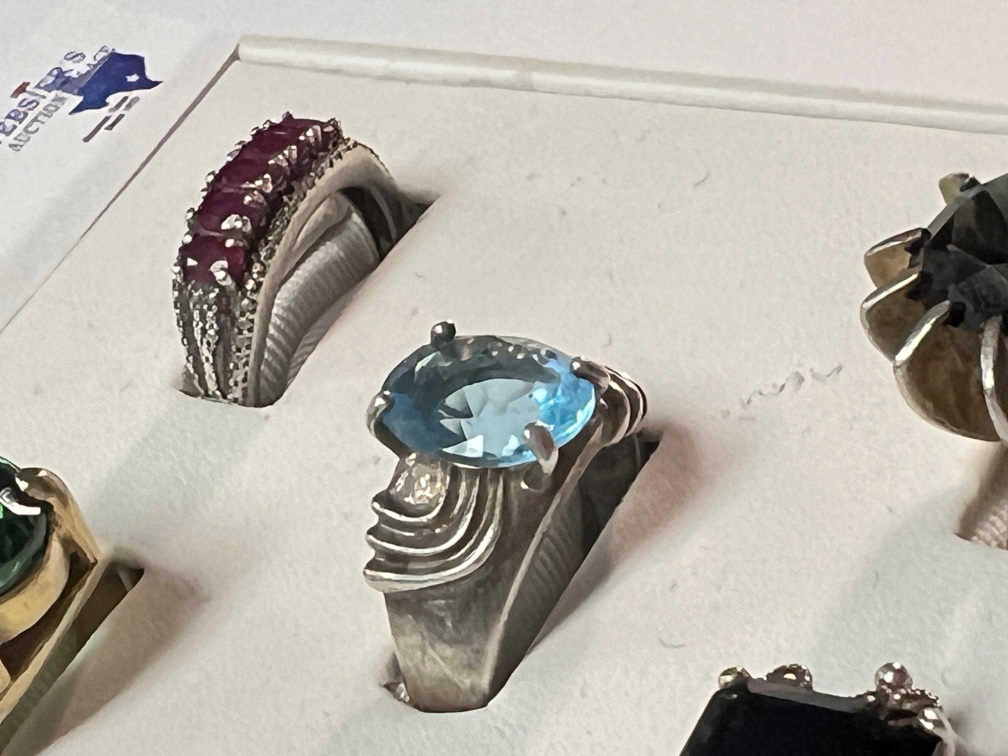 (5) STERLING RINGS WITH GEMSTONES