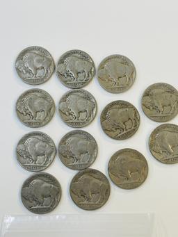 13PC BUFFALO NICKELS 1920-1927