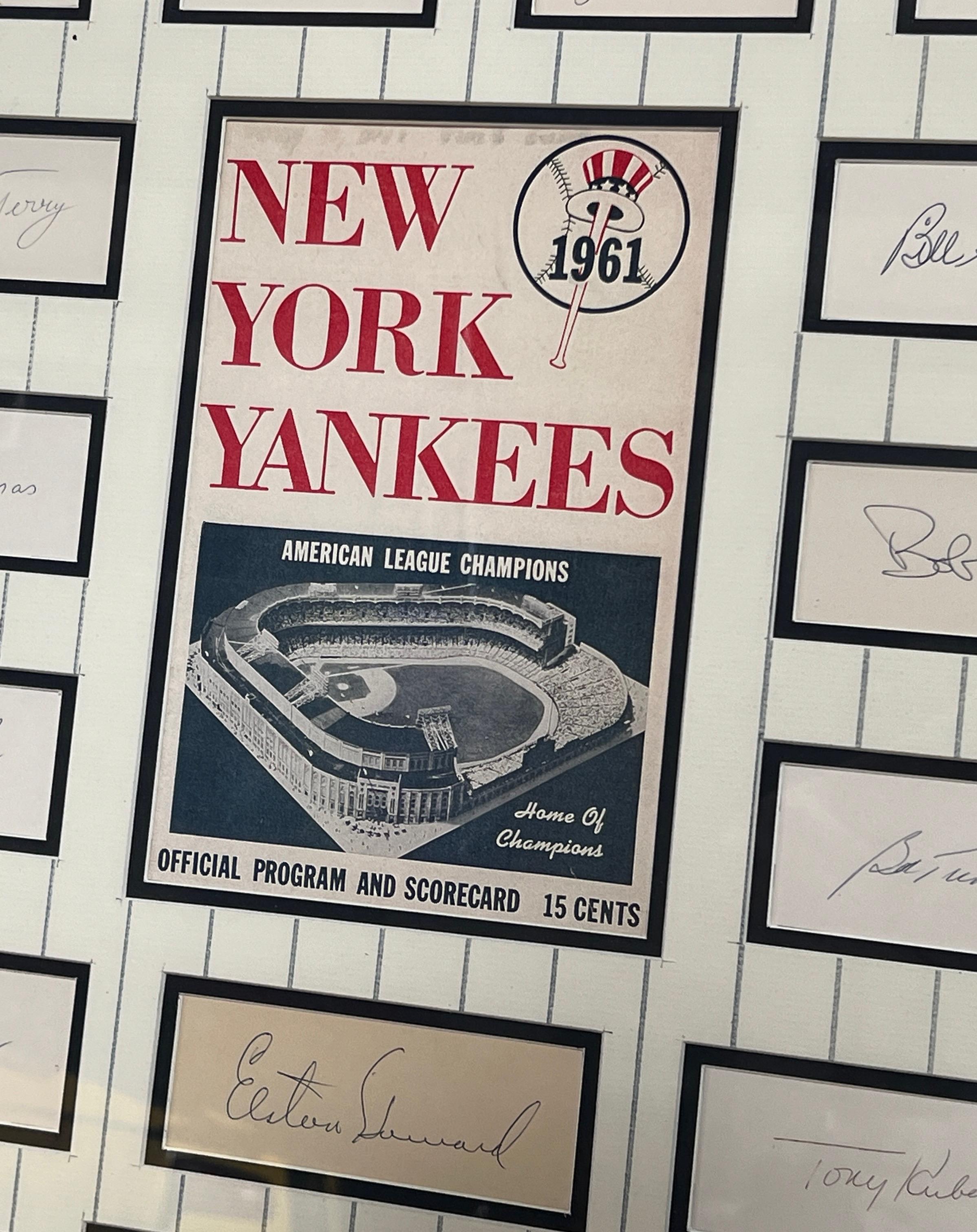 1961 NEW YORK YANKEES TEAM SIGNED LARGE DISPLAY WITH BECKETT LETTER OF AUTHENTICITY