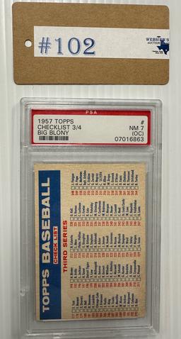 1957 TOPPS CHECKLIST BASEBALL CARD GRADED PSA NM 7