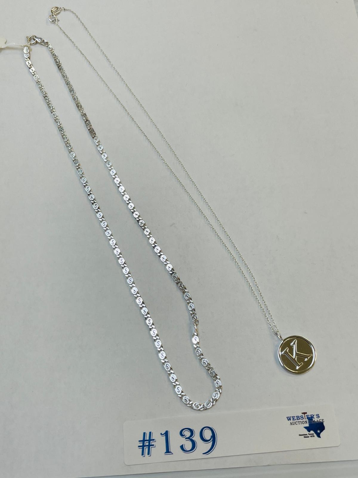 2PC STERLING SILVER 18" NECKLACES