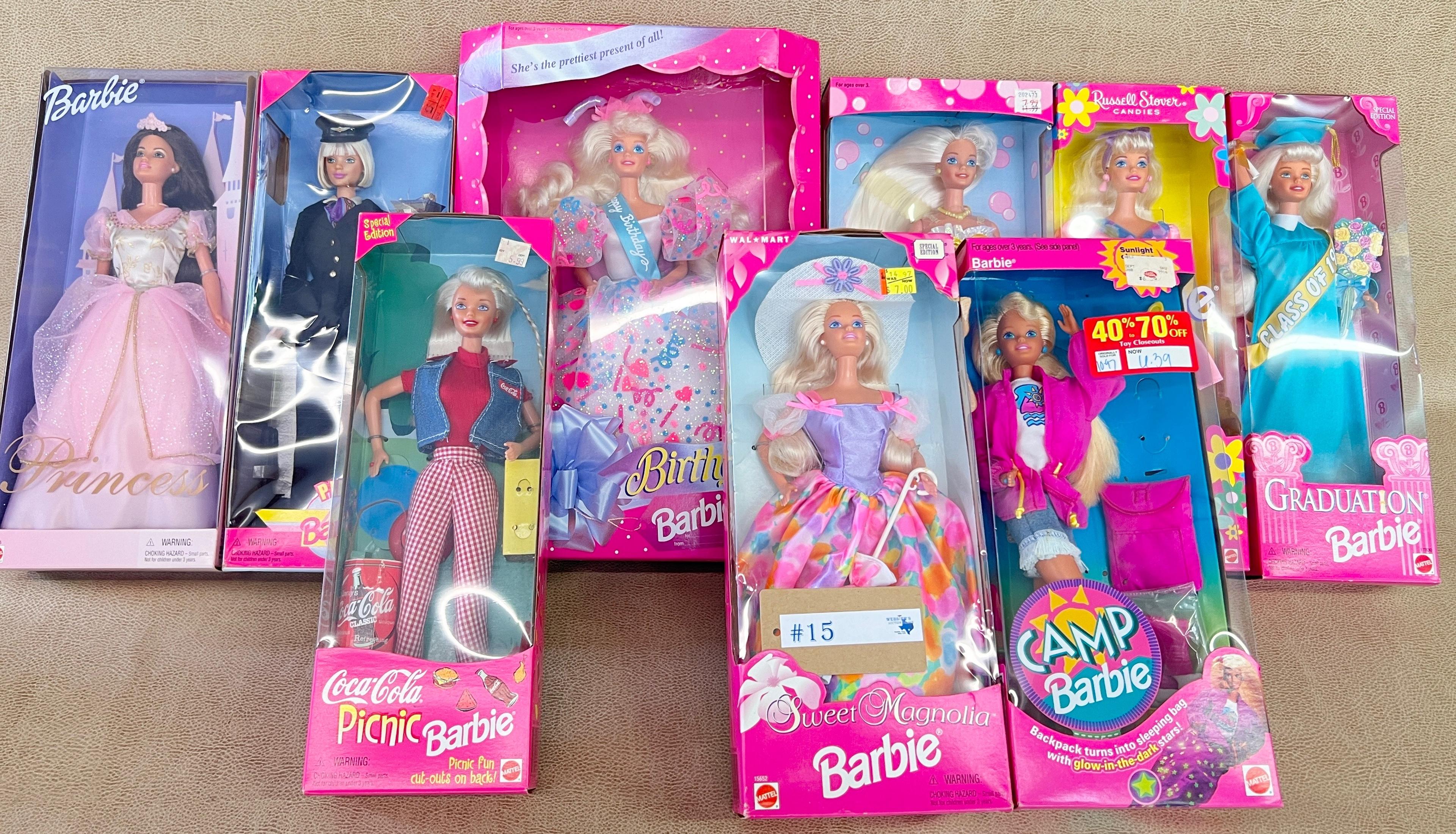 9PC BARBIE DOLLS IN BOXES