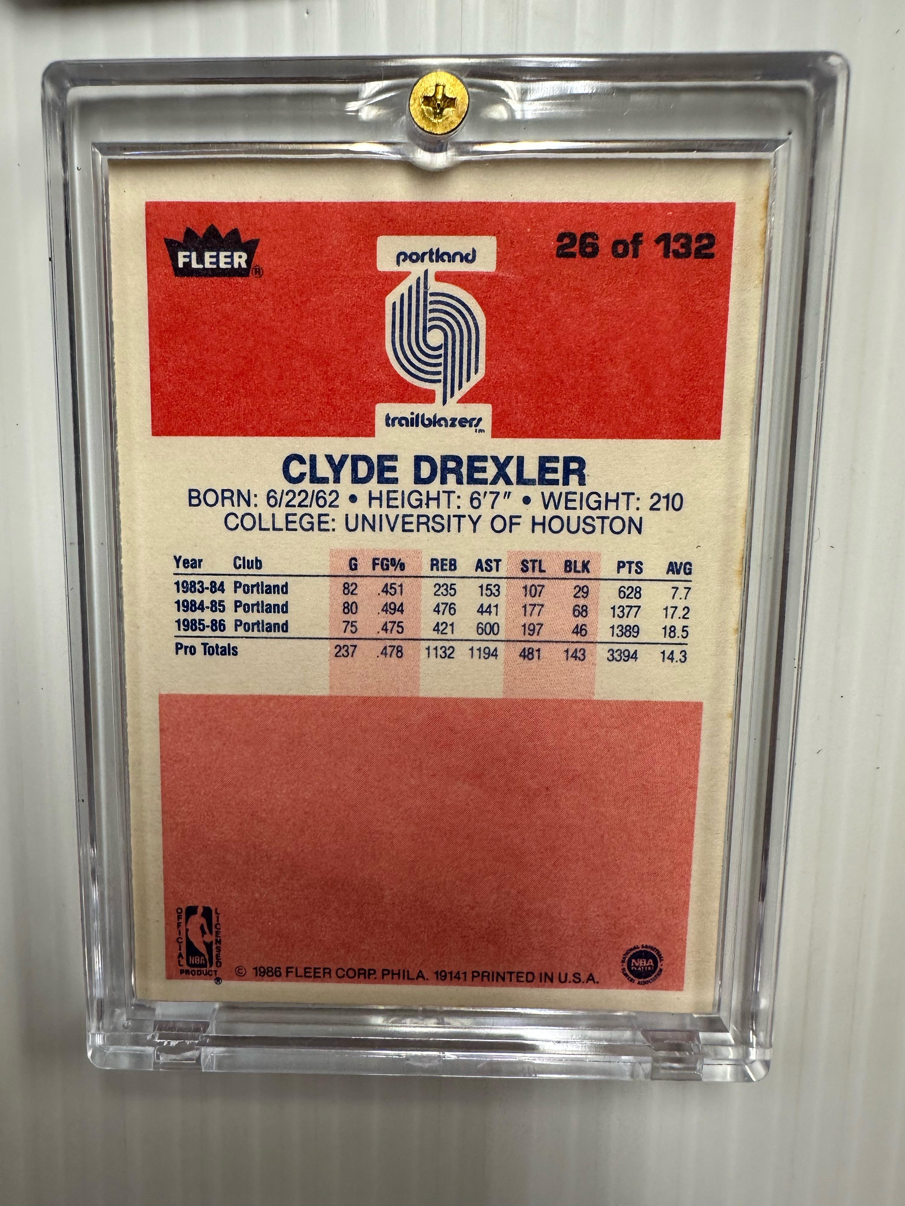 1986 FLEER CLYDE DREXLER ROOKIE CARD