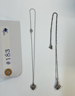 (2) STERLING NECKLACES WITH PENDANTS