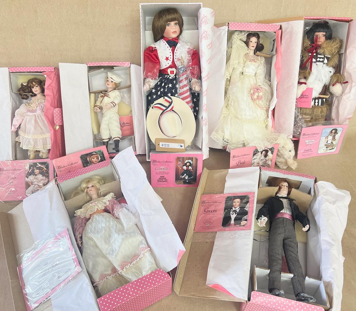 7PC PARADISE GALLERIES DOLLS IN BOXES WITH PAPERS