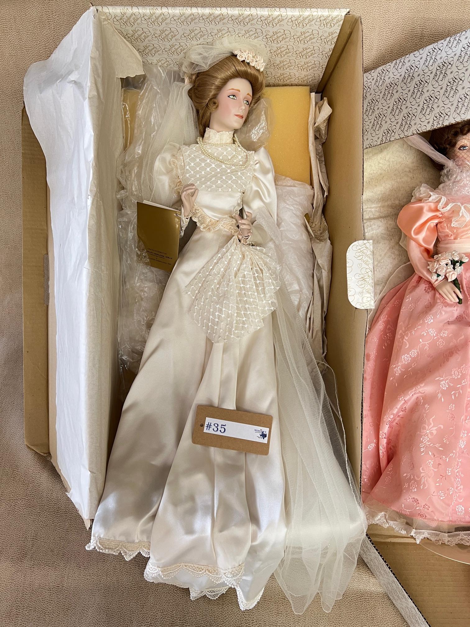 2PC FRANKLIN MINT HEIRLOOM DOLLS IN BOXES