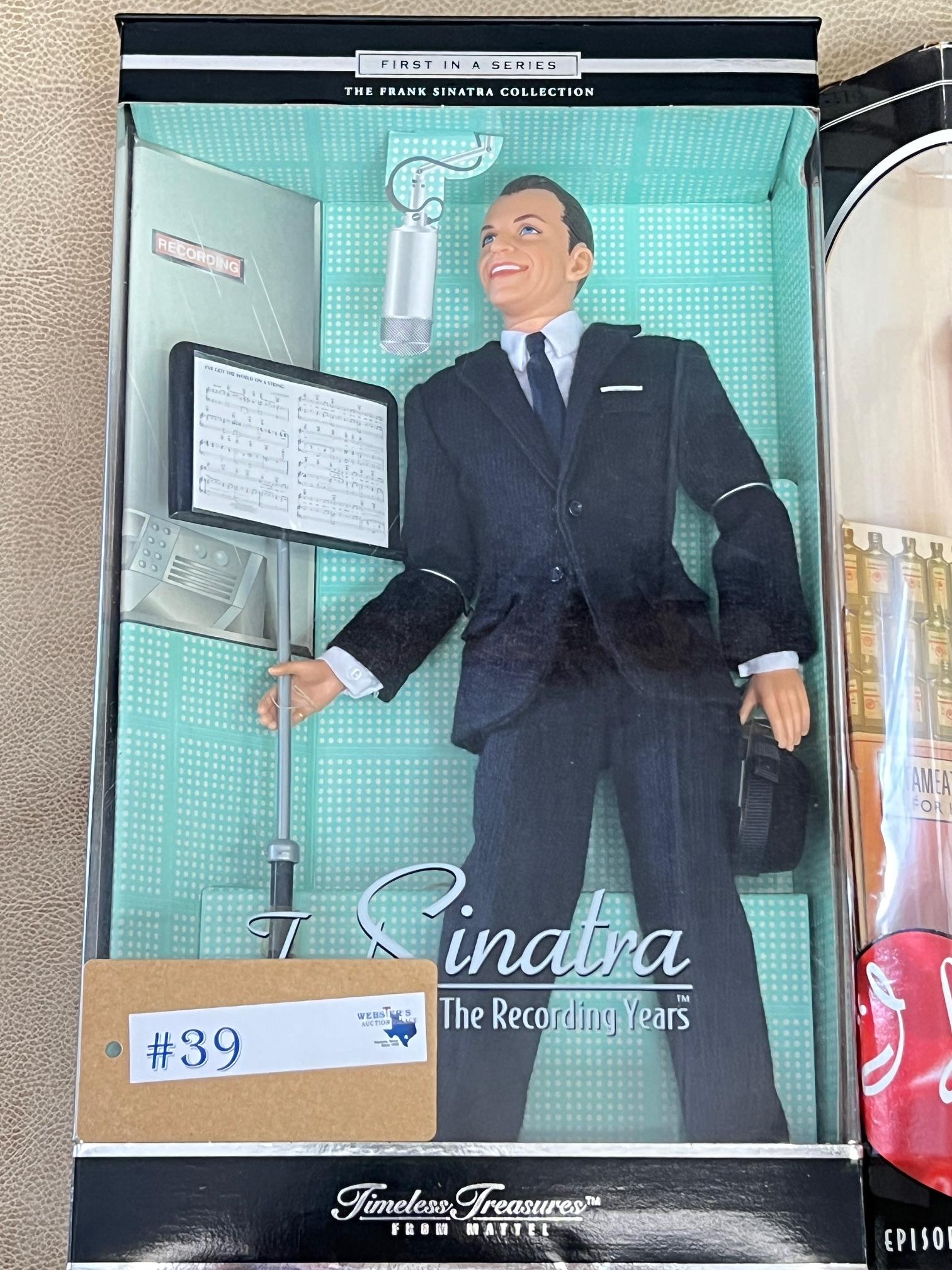 4PC FAMOUS ACTOR DOLLS IN BOXES - SINATRA, LUCILLE BALL, ELIZABTH TAYLOR