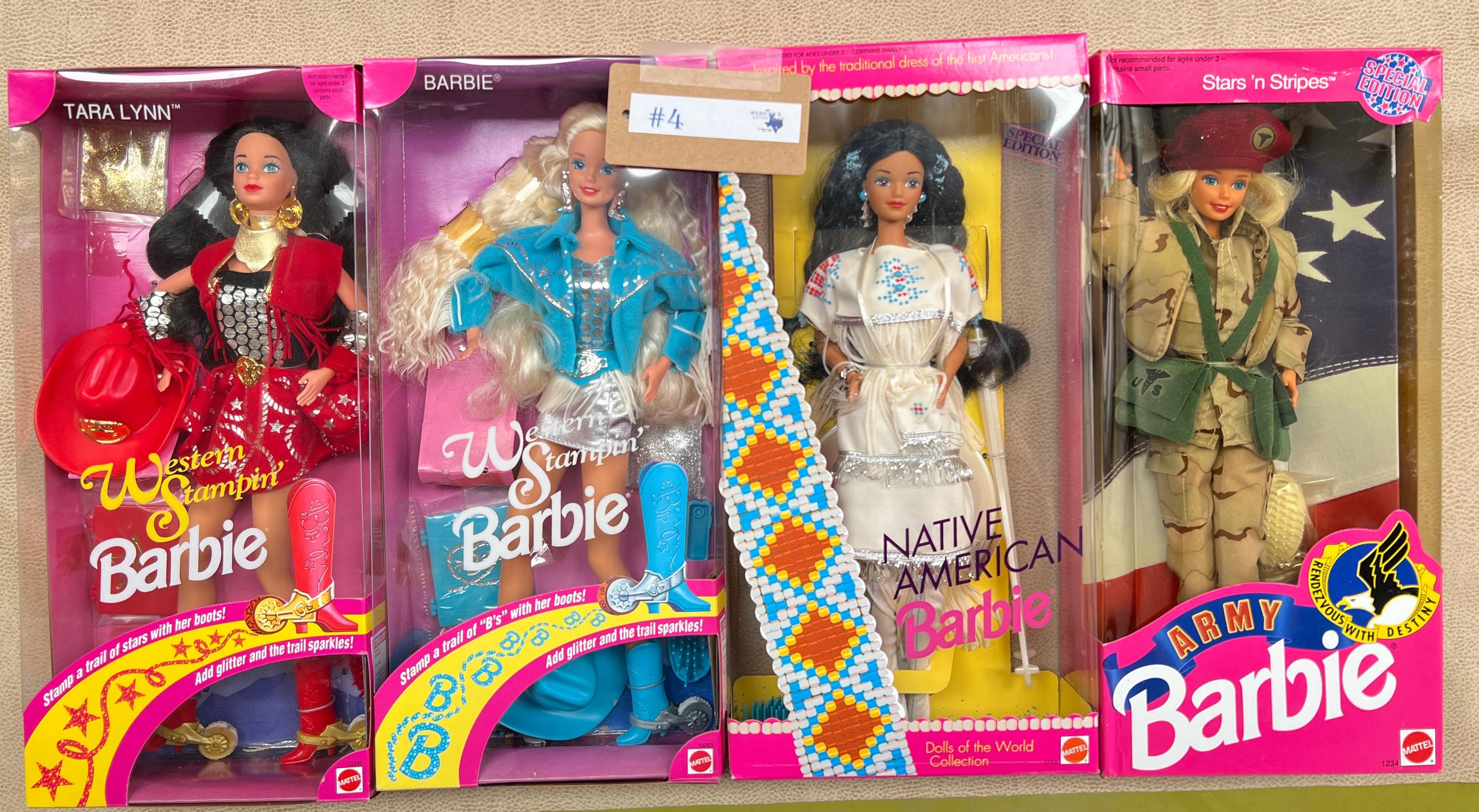 10PC THEME AND PROFESSION BARBIE DOLLS IN BOXES