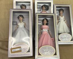 5PC FRANKLIN MINT ELIZABETH TAYLOR DOLLS IN BOXES