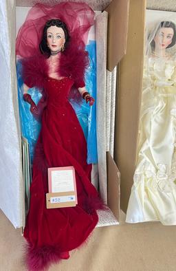 2PC FRANKLIN MINT HEIRLOOM COLLECTION "SCARLETT O'HARA" DOLLS IN BOXES