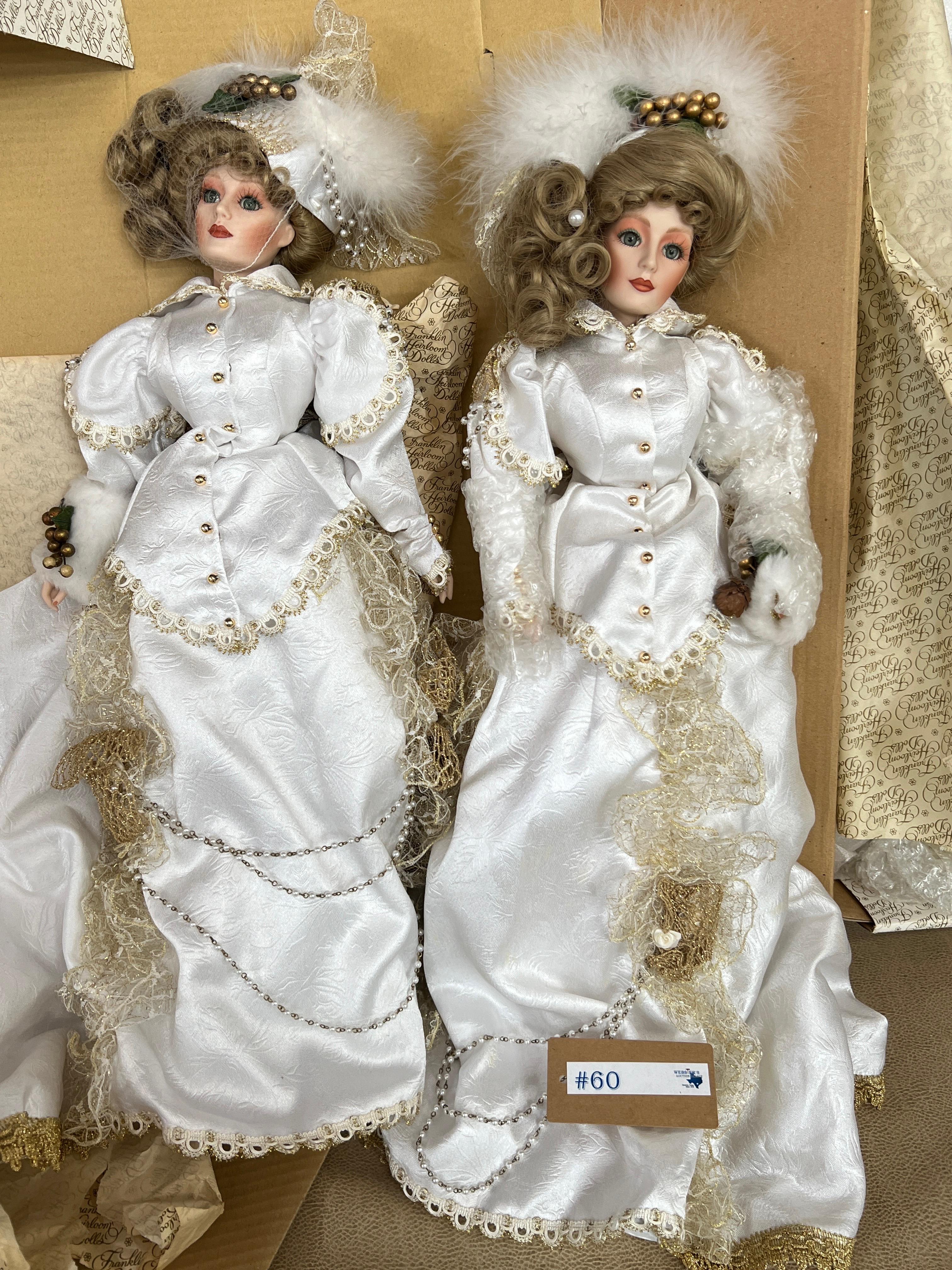 4PC FRANKLIN MINT HEIRLOOM COLLECTION VICTORIAN AND PRINCESS DOLLS