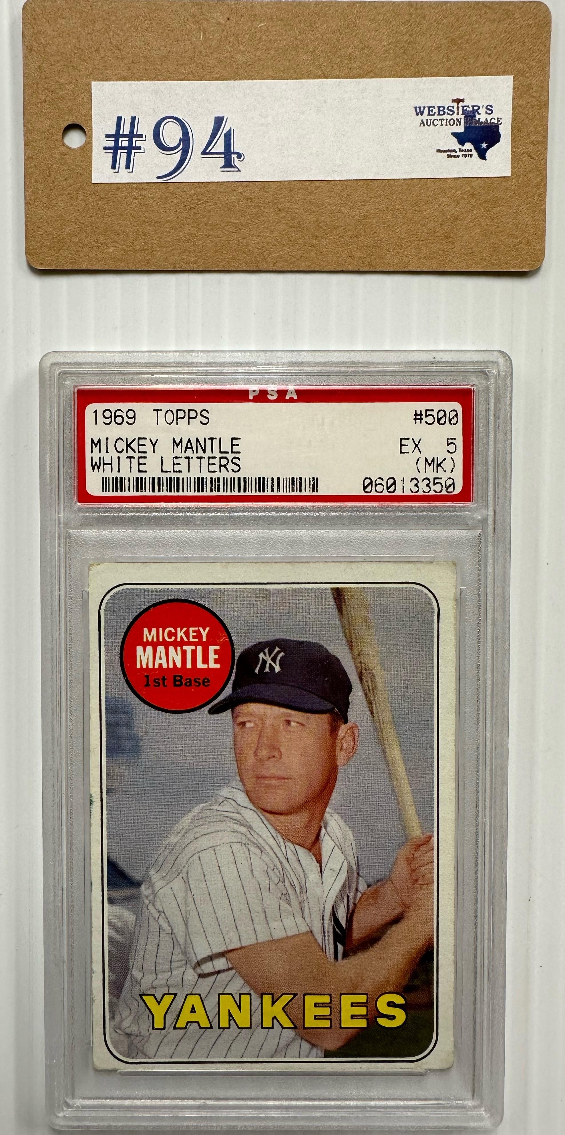 1969 TOPPS MICKEY MANTLE BASEBALL CARD GRADED PSA EX 5