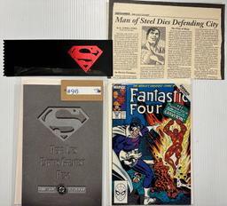 2PC VINTAGE 1989 AND 1993 SUPERMAN AND FANTASTIC FOUR COMIC BOOKS