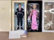 2PC FRANKLIN MINT JFK AND MARILYN MONROE DOLLS IN BOXES