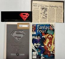 2PC VINTAGE 1989 AND 1993 SUPERMAN AND FANTASTIC FOUR COMIC BOOKS