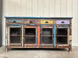 MULTI COLOR RECLAIMED WOOD SIDEBOARD