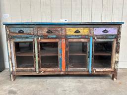 MULTI COLOR RECLAIMED WOOD SIDEBOARD