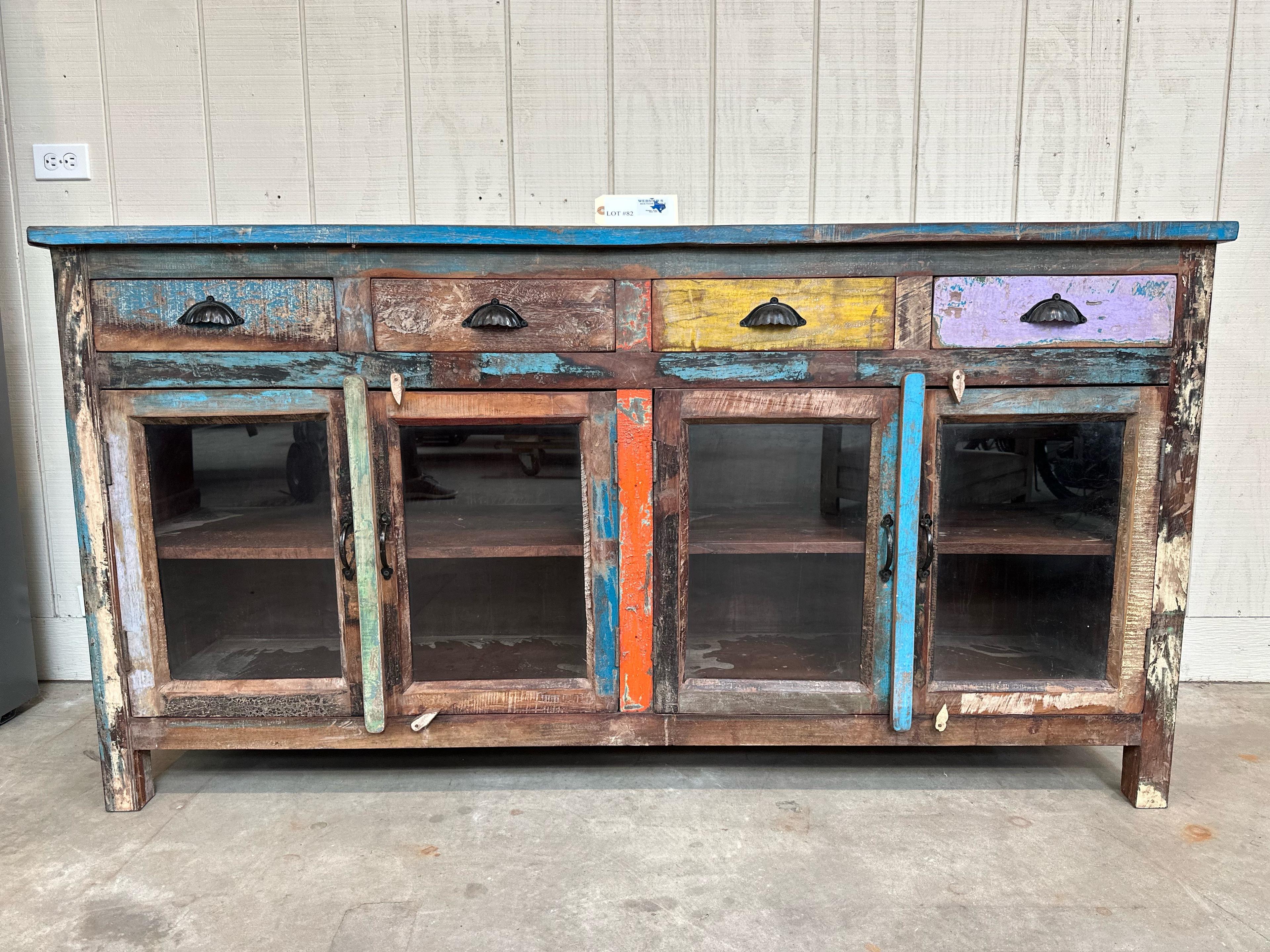 MULTI COLOR RECLAIMED WOOD SIDEBOARD