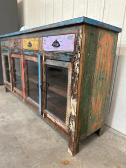 MULTI COLOR RECLAIMED WOOD SIDEBOARD