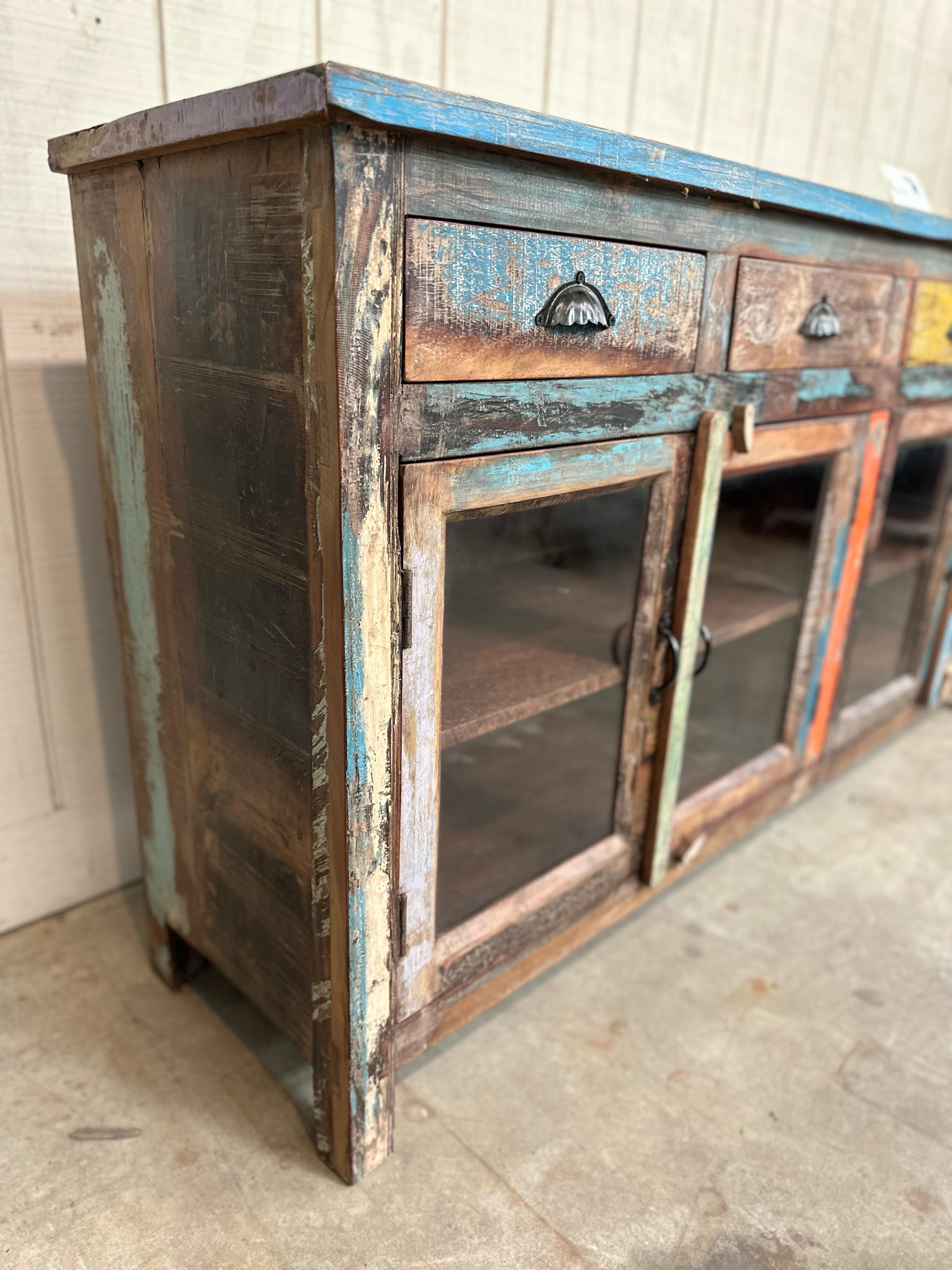 MULTI COLOR RECLAIMED WOOD SIDEBOARD