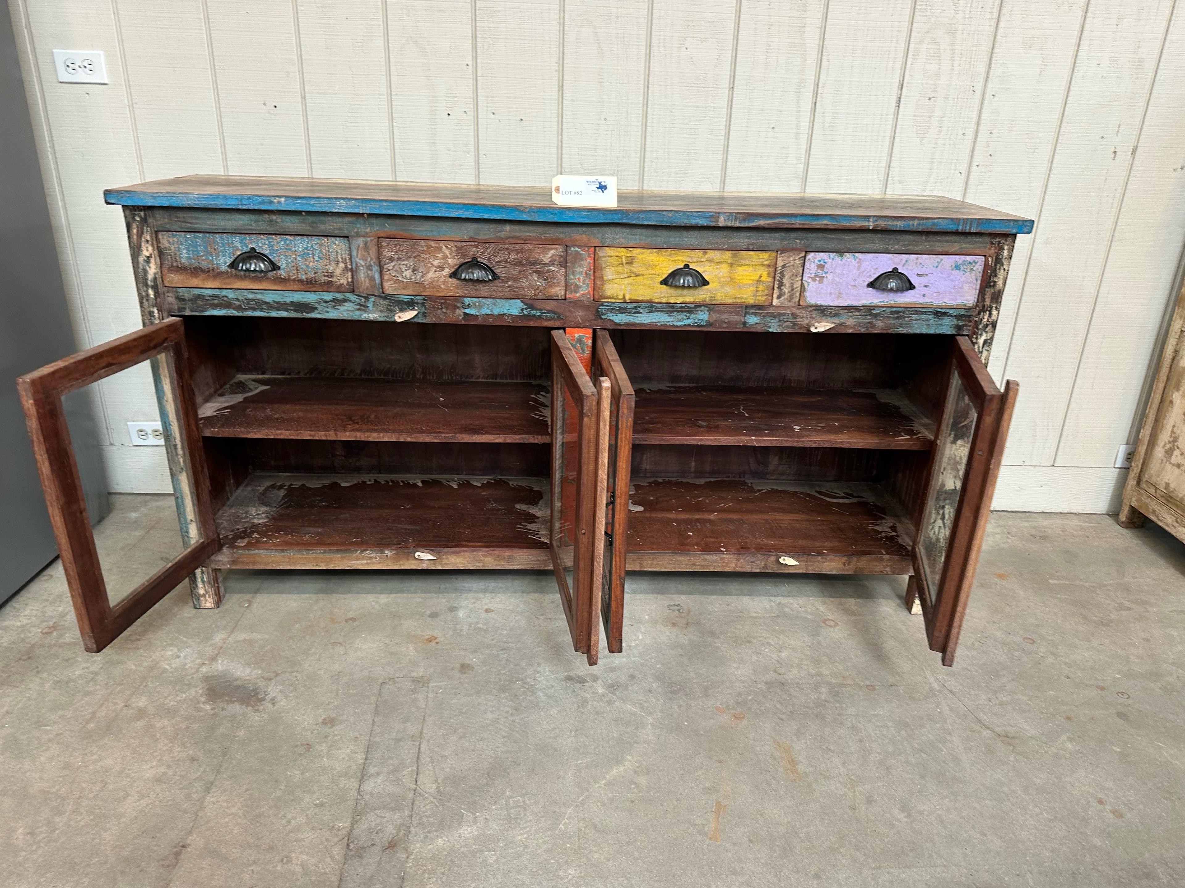 MULTI COLOR RECLAIMED WOOD SIDEBOARD