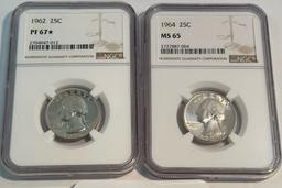 (2) NGC GRADED  25¢