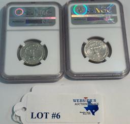(2) NGC GRADED  25¢