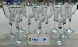 (11) WINE GLASSES W/ GOLD RIM