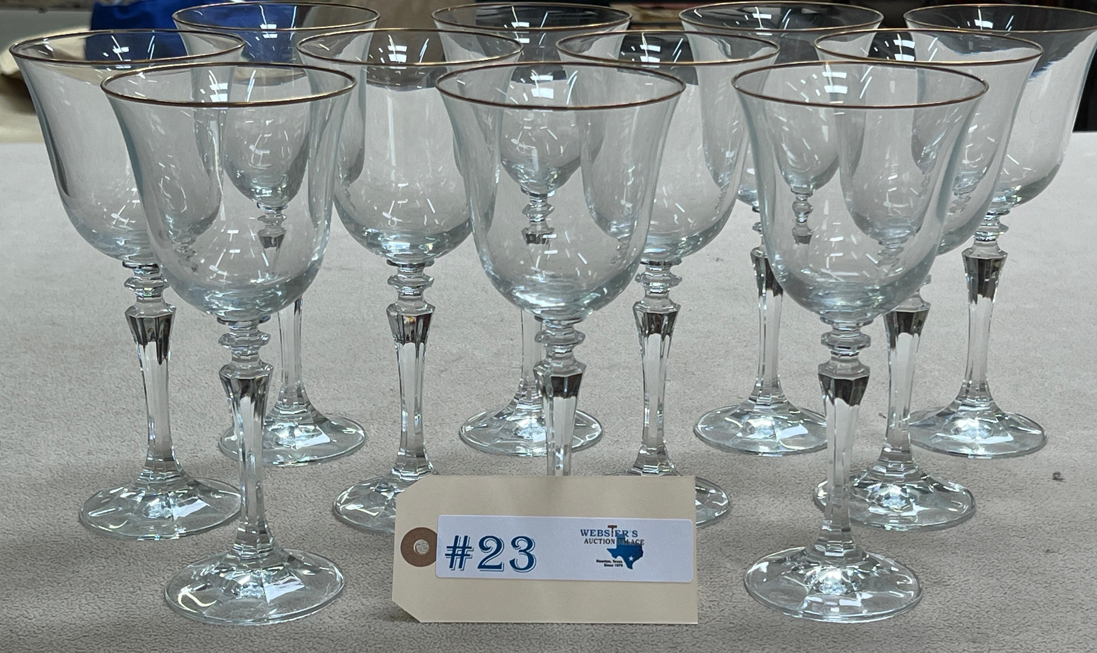 (11) WINE GLASSES W/ GOLD RIM