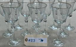 (11) WINE GLASSES W/ GOLD RIM