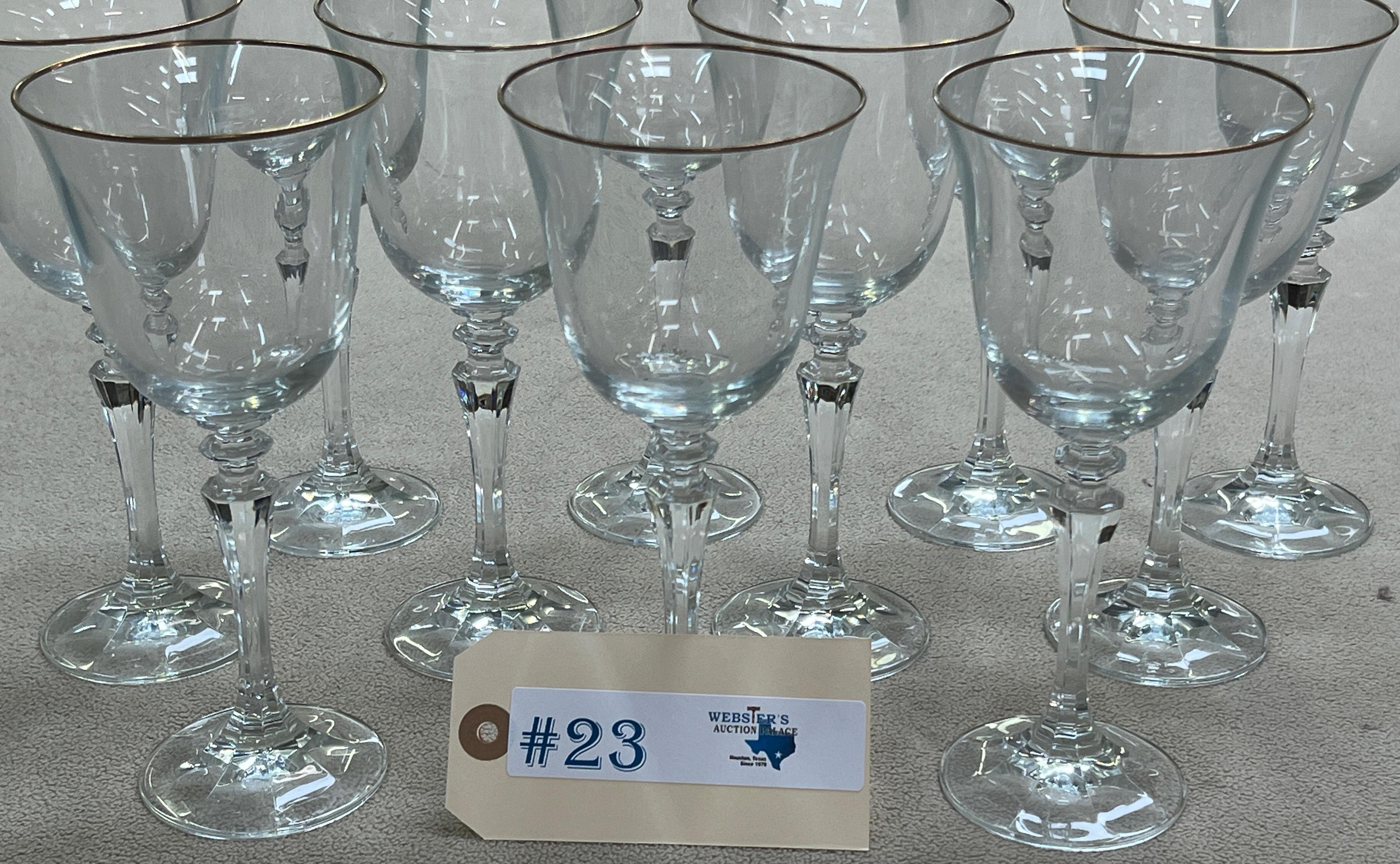 (11) WINE GLASSES W/ GOLD RIM