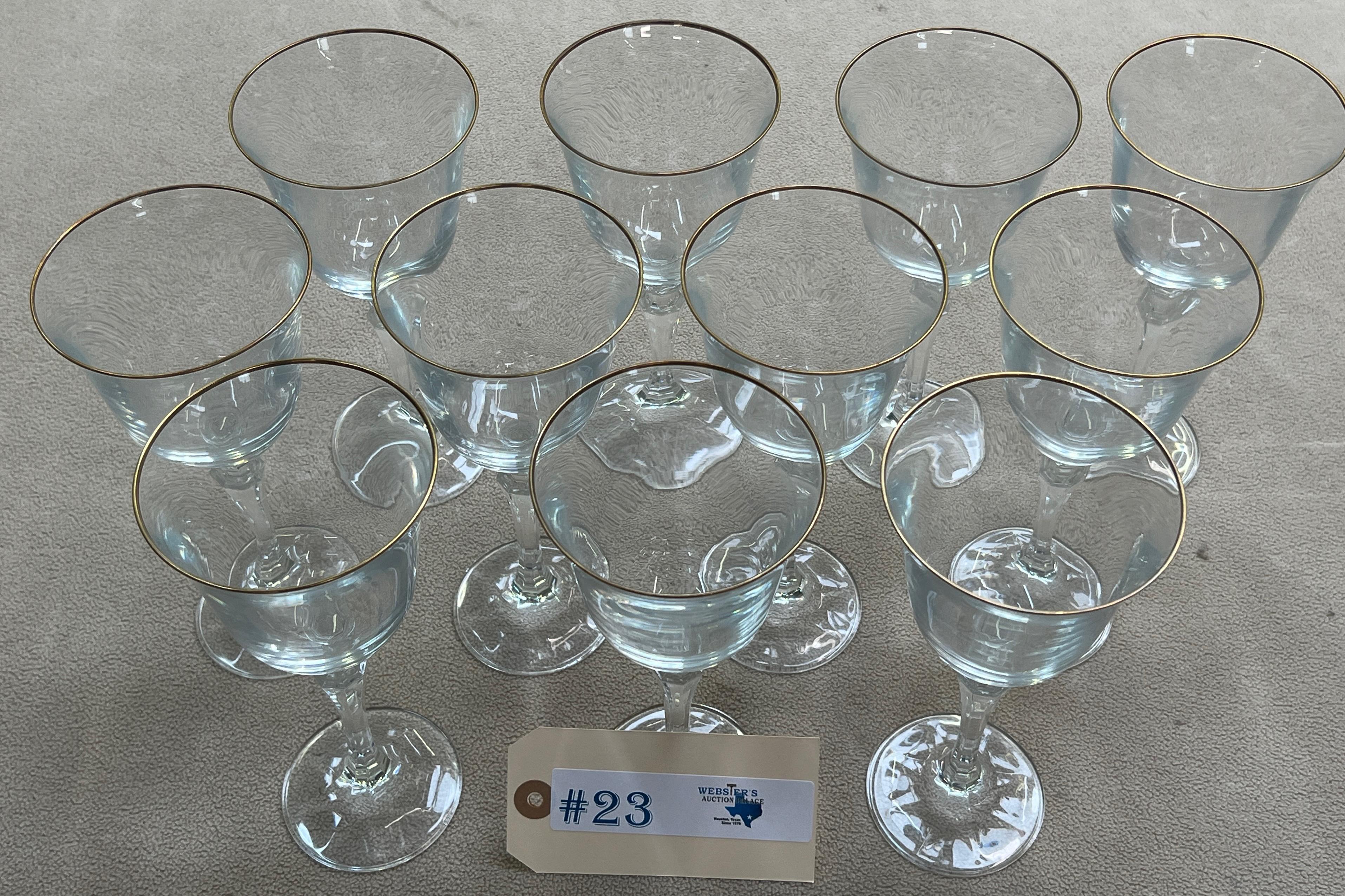 (11) WINE GLASSES W/ GOLD RIM