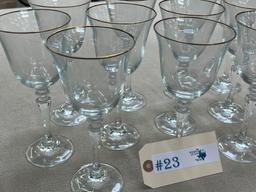 (11) WINE GLASSES W/ GOLD RIM