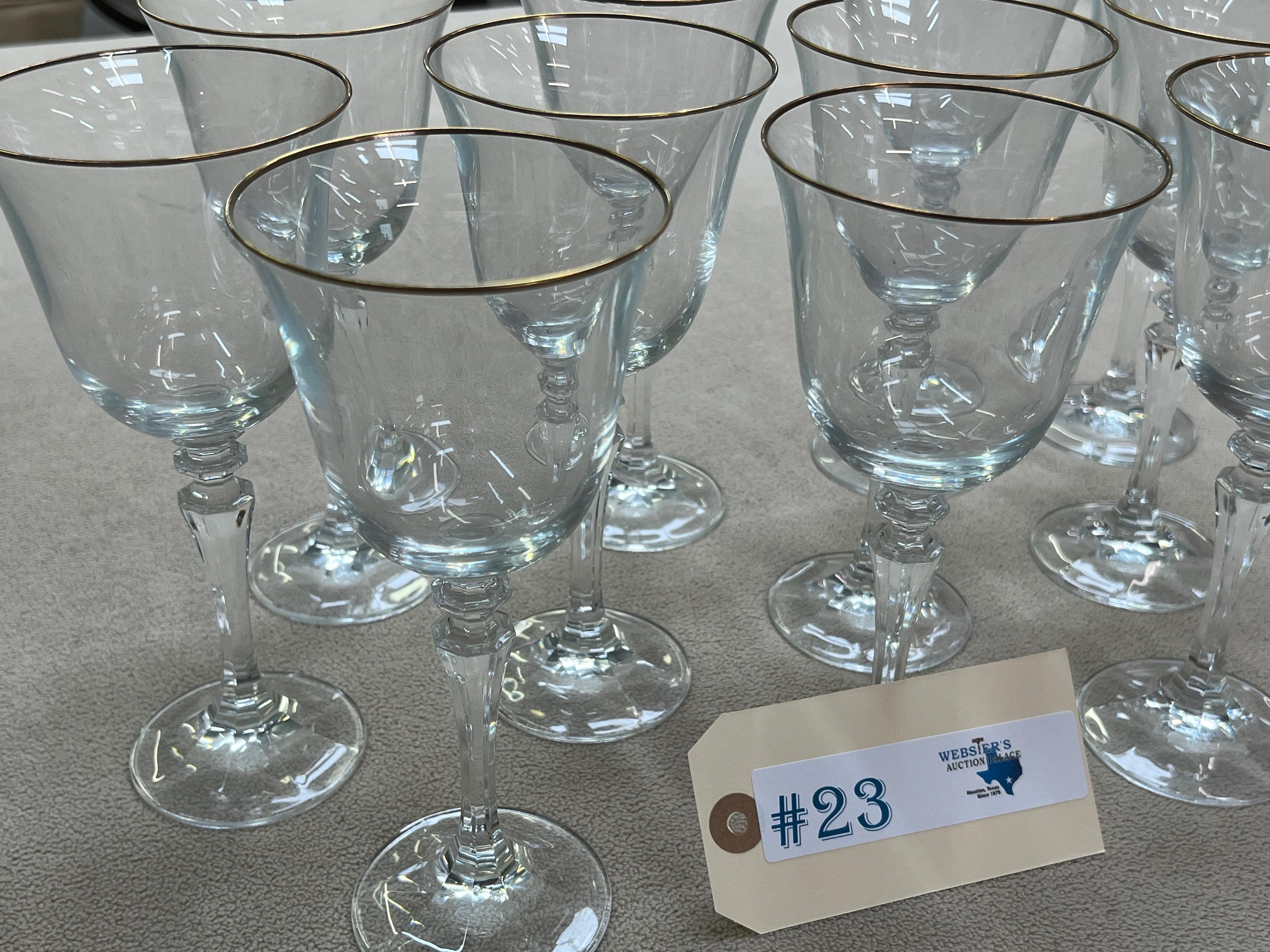 (11) WINE GLASSES W/ GOLD RIM
