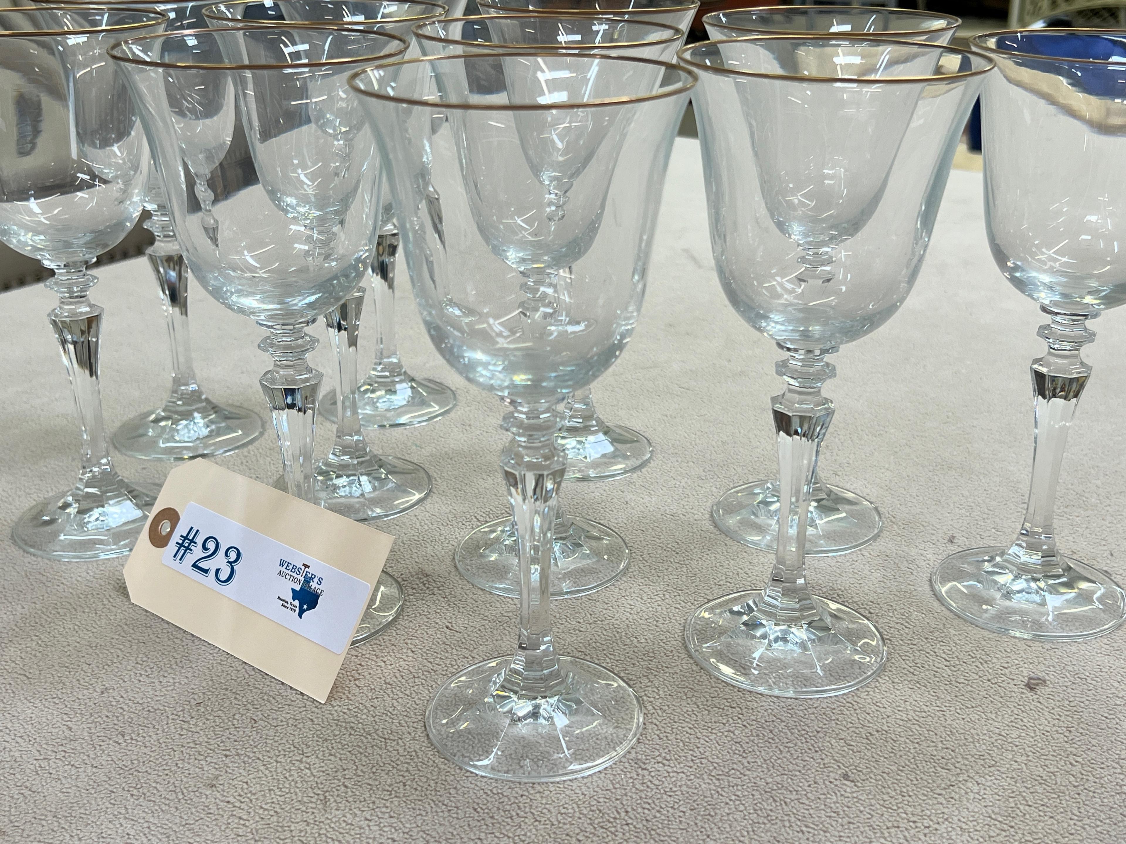 (11) WINE GLASSES W/ GOLD RIM