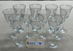 (11) WINE GLASSES W/ GOLD RIM