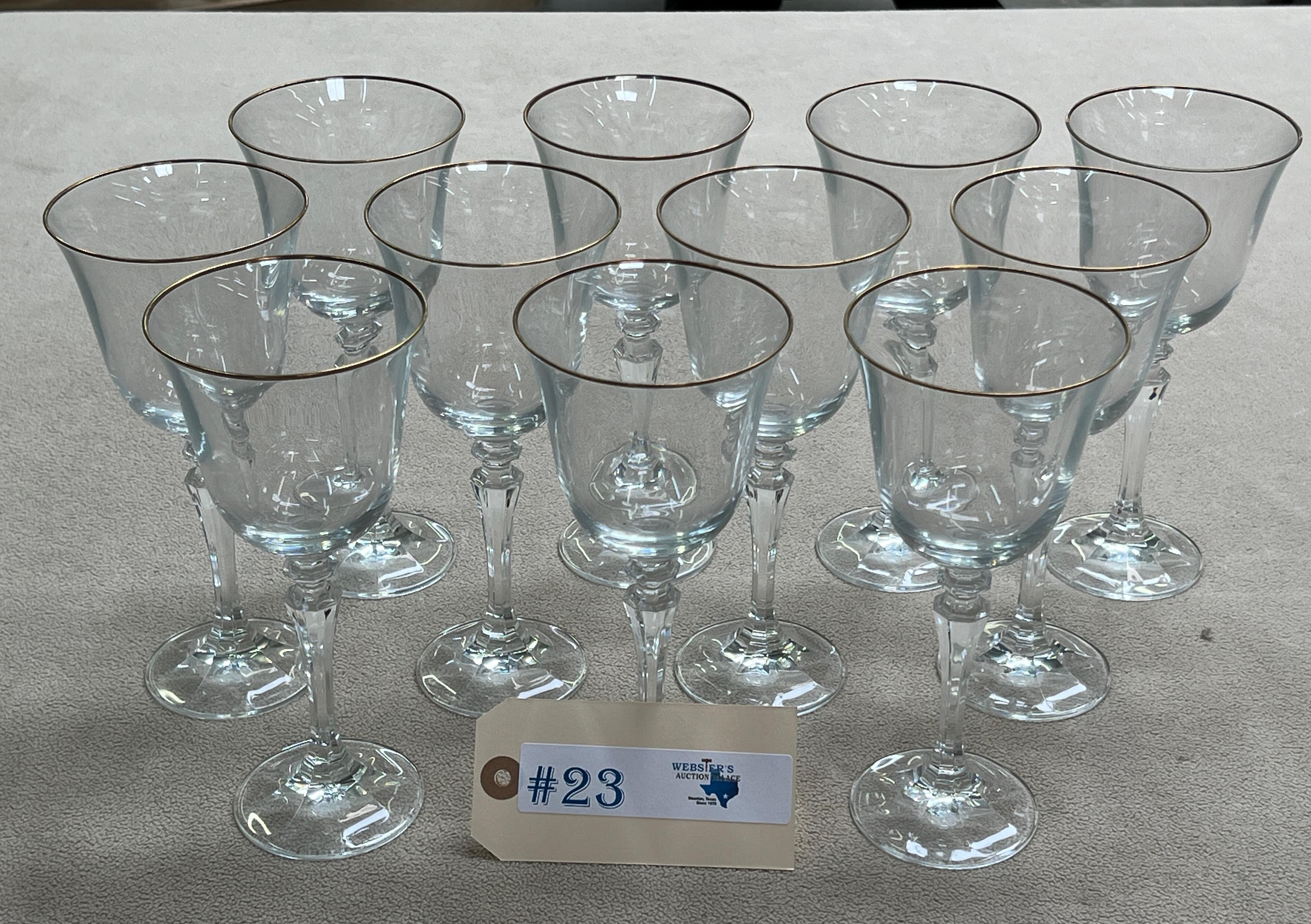 (11) WINE GLASSES W/ GOLD RIM