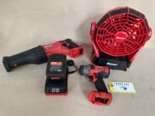3PC SET OF BAUER TOOLS/ACCESSORIES W/ 20V BATTERY & CHARGER