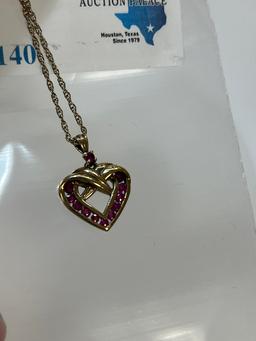 GOLD PLATED STERLING NECKLACE AND GOLD PLATED STERLING HEART PENDANT