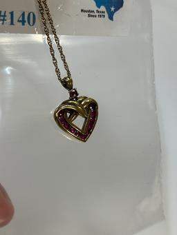 GOLD PLATED STERLING NECKLACE AND GOLD PLATED STERLING HEART PENDANT