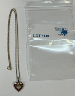 GOLD PLATED STERLING NECKLACE AND GOLD PLATED STERLING HEART PENDANT