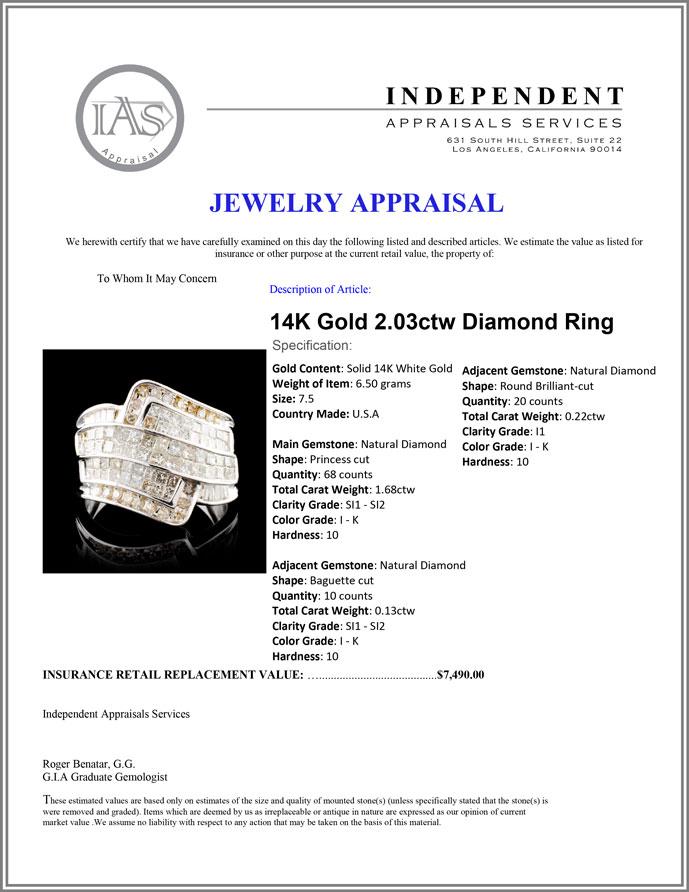 14K Gold 2.03ctw Diamond Ring