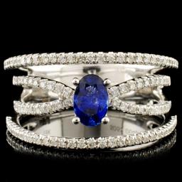 18K Gold 0.52ct Sapphire & 0.45ctw Diamond Ring