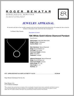 18K White Gold 0.62ctw Diamond Pendant