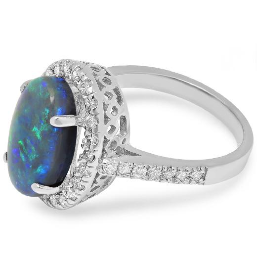 14K Gold 4.00ct Opal & 0.65ct Diamond Ring