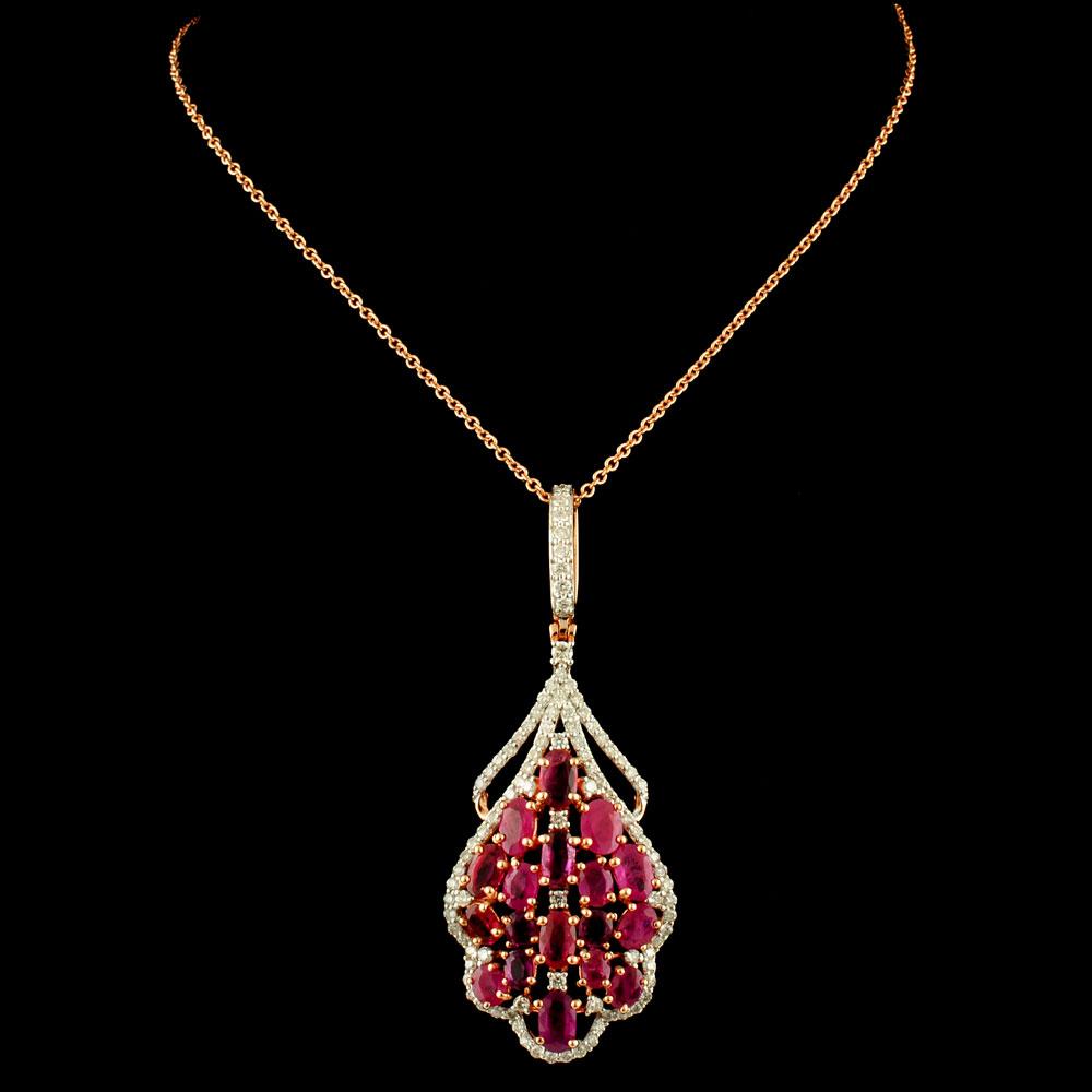 14K Gold 3.89ct Ruby & 0.75ctw Diamond Pendant