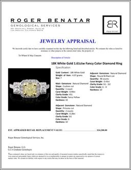 18K White Gold 1.61ctw Fancy Color Diamond Ring
