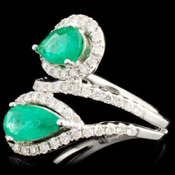 18K Gold 1.80ct Emerald & 0.76ctw Diamond Ring