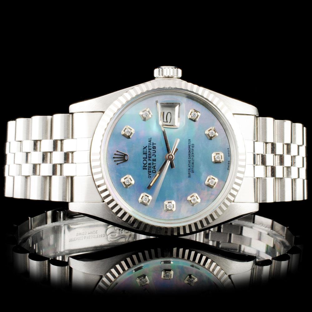 Rolex DateJust SS Diamond Wristwatch